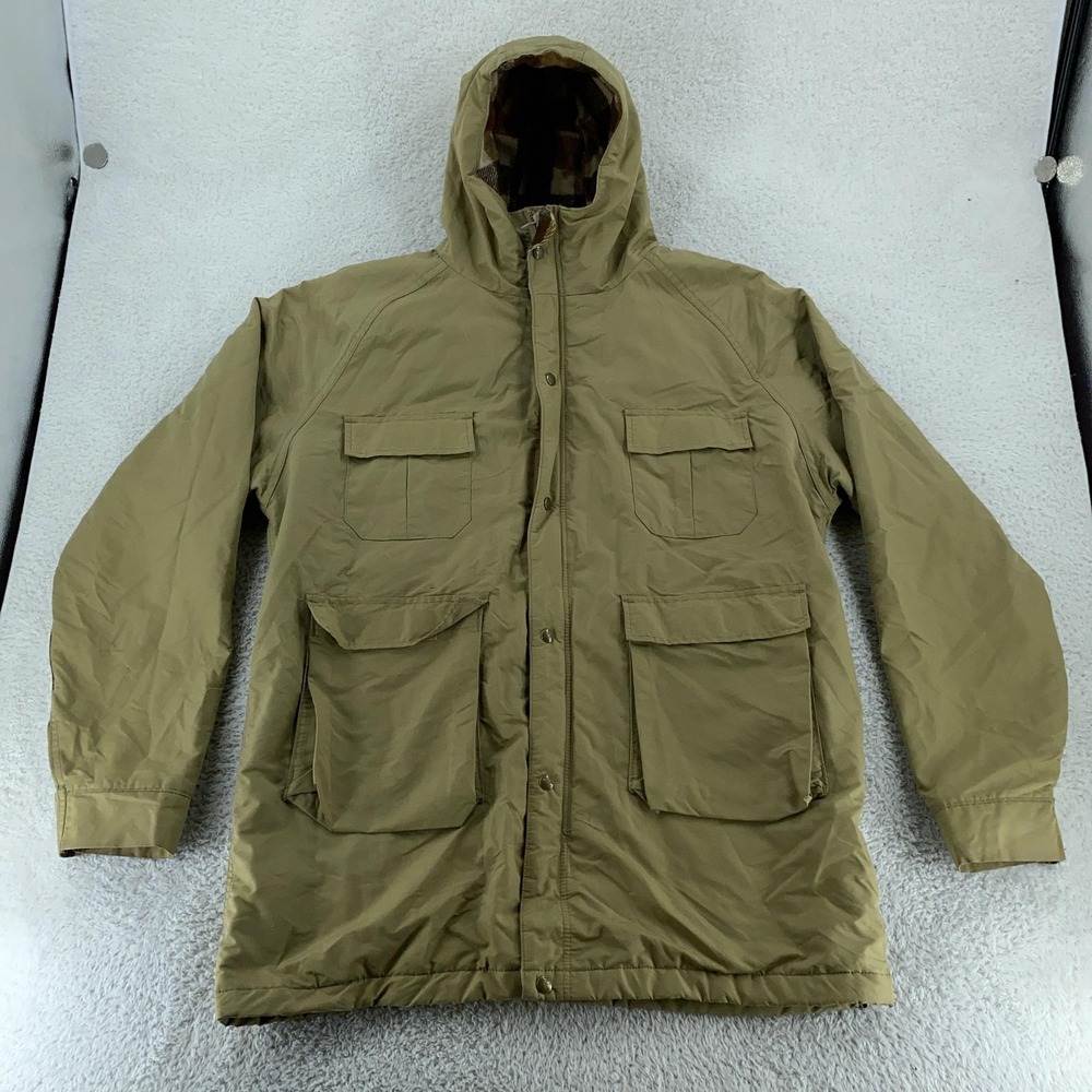 Vtg LL Bean Baxter‎ State Parka Jacket Mens XL Long Tan Hooded Wool Lined USA